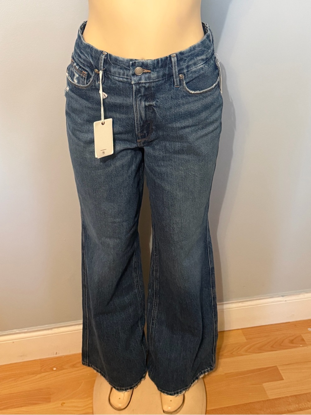Good American Dark Blue good skates Wide Leg Jeans